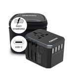 ORION Universal Travel Adapter International Travel Plug Adapter with 1 USB C & 2 USB Ports Worldwide Plug Adaptor Holiday Essentials Universal Plug Adaptor Plug Extension Socket Travel essentials