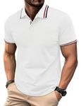 Linvich White Polo Shirts for Men Short Sleeve Classic Fit Golf Shirts Casual Summer Collared Cotton Polo T-Shirts