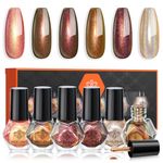Modelones Nail Polish Set 6 Colors Autumn Holographic Brown Nail Polish Quick Dry Nail Varnish Finger Gold Sparkle Rose Gold Nail Polish Manicure Diy Nail Art Salon Home For Women