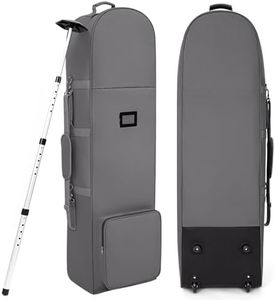 DAREKUKU Golf Travel Bags for Airlines with Adjustable Support Rod and Detachable Shoulder Straps, Soft Foldable Golf Club Travel Covers, 900D Heavy Duty Oxford (Shoulder with Support Rod, Grey)