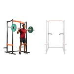 Sunny Health & Fitness Squat Stand Power Rack with Pull Up Bar + Dip Bar Attachment