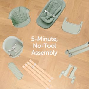 Baby Elegance Mash High Chair – Sage Green Adjustable Seat