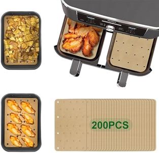 CANAANIN Air Fryer Liners Disposable for Ninja DZ201/DZ401/DZ550 Foodi 8-qt. 2-BasketParchment Paper for Baking, Nonstick Perforated Air Fryer Accessories Baking Papers (8.1x5.1 200Pcs)