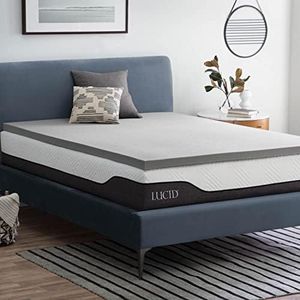 LUCID Surmatelas en Mousse à mémoire de Forme en Charbon de Bambou de 5 cm - Charbon Actif - Surmatelas Respirant - King Size européen (160 x 200 cm)