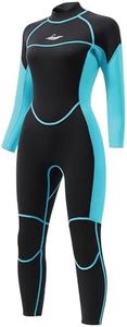 AICARSHI 3mm Full Wetsuit for Women - Neoprene Dive Skin Back Zip Scuba Diving Suit One Piece Wet Suits Full Body Rash Guard for Diving Snorkeling Surfing Swimming, Medium