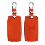 kwmobile Car Key Cover Compatible with Renault 4 Button Car Key Smart Key (only Keyless Go) - Synthetic Nubuck Leather Fob Cover - Orange