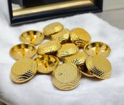 REENA Golden Bowl Shape 6pc Big Alloy Metal Buttons Sew on Buttons for Coats Jeans Jackets etc. Gold Finish (Golden Bowl Shape 6pc Big Alloy)