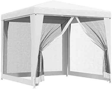 vidaXL Party Tent with UV Resistant PE Roof and Iron Frame - Insect-Proof Mesh Sidewalls - 2.5x2.5 m in White - Zipped Entrance - Mounting Accessories Included.