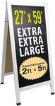 Excello Global Products Extra Large Magnetic Gigantic Sandwich Board Sidewalk Chalkboard Sign: 59"x27" Reinforced, Heavy-Duty, Double Sided, Chalk Board Standing Sign A-Frame (White)