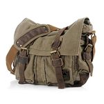 Jonon Vintage Military Men Canvas Messenger Bag for 13.3-17"Laptop (Size 17.3", Green)