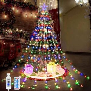 OPAHUTER Luci Albero di Natale con Stella, 2 M x 9 Fili Luci per Albero di Natale Impermeabile, Luci LED di Natale Interno e Esterno per Giardino, Natale, Capodanno, Feste, Decorazioni di Nozze