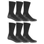Fruit of the Loom Men's 6 Pack Heavy Duty Reinforced Work Gear Crew Socks (Sneaker Size 6-12, Black)