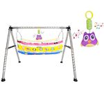 A to Z Hub Baby Cradle/ghodiyu/Swing/jhula/totitlu/uyalalu with Baby Hanging Sound Toy/Rattle Cute Toy and Cotton Cloth Hammock. (Style 2)