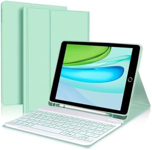 iPad 9th 2021/8th/7th Generation Keyboard Case, 7 Colors Backlit Detachable Keyboard Slim Folio Smart Cover for iPad 10.2"/iPad Air 10.5"(3rd Gen)/iPad Pro 10.5" with Pencil Holder – Light Green