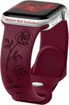 Zitel Band Compatible with Apple Watch Straps 41mm/40mm/38mm for Women Girls, Rose flower Engraved Silicone Straps for iWatch Series 9|8|7|6|5|4|3|2|1|SE 2 (Wine Red)