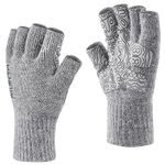 Palmyth Wool Fingerless Fishing Gloves - Warm for Men & Women: Cold Weather Fly Fishing, Ice Fishing, Photography & Hunting, Gray, Large-X-Large