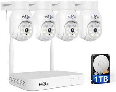 Hiseeu 5MP Wireless PTZ Security Camera System, Indoor Outdoor IP66 Waterproof WiFi Camera, 4K 10CH NVR, 2-Way Audio, Motion Detection Alarm, 24/7 Surveillance, 1TB Hard Drive (Plug-in Power Supply)