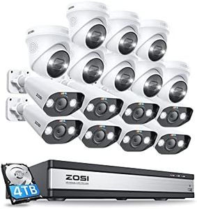 ZOSI 4K CCTV Kit de Videovigilancia PoE 16pcs Cámaras de Seguridad Exterior con 16CH 8MP H.265+ Grabador NVR, Visión Nocturna en Color, Alarma de Luz y Sirena, Audio, 4TB HDD Incluido