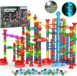 Glow in The Dark Marble Run 325Pcs Set with Motorized Elevator, Marble Maze STEM Toy with 113 Marbles, Construction Building Blocks for Kids Ages 3+, Best Easter & Birthday Gifts for Boys Girls