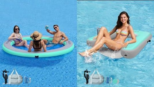 AWEMUFA 8ft Floating Ring Lake Raft for Adults Floating Dock with Mesh Inflatable Floating Chair