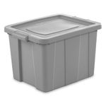 Sterilite 18 Gallon Tuff1 Storage Tote, Stackable Bin with Lid, Plastic Container to Organize Garage, Basement, Attic, Gray Base and Lid, 6-Pack