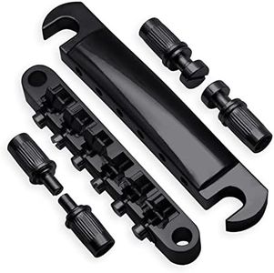 MAXCHEER A Set of String Saddle Tune-O-Matic Bridge & Tailpiece For GB LP Style Electric Guitar (Black)