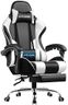 GTPLAYER Gaming Chair, Massage Computer Chairs with Footrest, Headrest and Lumbar Support Height Adjustable Ergonomic 360°-Swivel PC Chair White