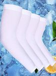 8 Pairs Unisex UV Protection Arm Cooling Sleeves Ice Silk Arm Cover (White, Knitted Ice)