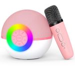 Mgaolo Mini Karaoke Machine for Kids Adults,Portable Bluetooth Speaker with Wireless Microphone,Gift Toys with MP3 Player for Boys Girls 3-12 Year Old Birthday Family Home Party Present (Pink)