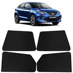 OTO2EYE Car Sun Shade Compatible for Maruti Suzuki Baleno Model 2019 to 2022, Z-Black Fix Type Side Window Curtains, Only Half Cut in Front Window, 4 Pieces Set