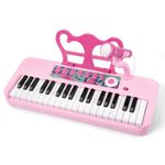 Kids Piano Keyboard Toy for Girls - 37 Keys Pink Toddler Piano with Microphone and Two Speakers, Electronics Musical Instrument,Christmas Birthday Gifts for Kids 3 4 5 6 7 8 Year Old Boys and Girls