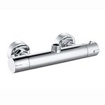 ENKI, Dune, T32, Chrome, Thermostatic Shower Mixer Valve, Bar Shower Mixer Valve, Anti Scald Device, Modern Design, Constant Temperature Control, Top Outlet, for Rigid Riser Rails or Slider Rails