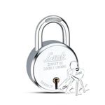 Link Smart 65mm Round Padlock – 7 Levers, Double Locking, Hardened Shackle, 50,000 Key Combinations, Steel Body, 4 Silver Keys (Silver)