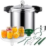Kritkin 24qt Pressure Cooker for Canning Pressure Canner Supplies Kit, 6 Canning Supplies with Pressure Panner Stainless Steel Steam Rack Gauge for Canning, Silver
