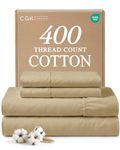 400 Thread Count Cotton - King Size Sheet Set - 100% Cotton Sheets - 400-Thread-Count - Sateen Cotton - Deep Pocket Cotton Bed Sheets - Silky & Soft Cotton - Hotel Quality Cotton Sheet for King Beds