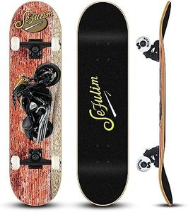 Sefulim 31 x 8 Inch Complete Skateboard 7 Layer Canadian Maple Double Kick Deck Concave Cruiser Trick Skateboard for Boys Girls Teens Adults Beginner