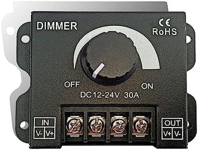 iEI 12V TO 24V DC 360W TO 720W 30A LED STRIP SINGLE COLOR LAMP RIBBON LIGHT DIMMER SWITCH BLACK ROTARY BUTTON KNOB BRIGHTNESS CONTROLLER METAL BODY (1 PIECE KNOB DIMMER)