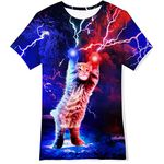 uideazone Boys Girls Novelty Tees 3D Cool Cat Short Sleeve T-Shirt Fashion Funny Tee Shirts for Summer