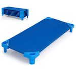 GYMAX Stackable Daycare Cot, Portable Toddler Bed with Easy Lift Corners, Kids Nap Cot for Preschool Classroom (6 Pack Blue Stackable Bed)