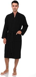 TowelSelections Men’s Robe, Kimono Waffle Spa Bathrobe, Phantom Black, X-Large-XX-Large