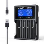 XTAR VC4H LCD Universal 18650 Battery Charger for 3.7V Li-ion Rechargeable Battery 18650 21700 18350 17670 17500 16340 14500 and Ni-MH Ni-CD Rechargeable AA AAA Batteries (VC4H)