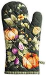 Maison d' Hermine Cooking Gloves 100% Cotton Oven Glove 7" x 35" with Hanging Loop Heat Resistant BBQ BBQ BBQ Pumpkin Garden Dark Green - Thanksgiving / Christmas