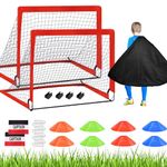 TGLTIC Soccer Nets for Backyard Kids, 2 of 4X 3FT Portable Indoor+Outdoor Soccer Goal Training Equipment, 8 Dis Cones and Carry Bag, Pop Up Soccer Goals Nets Set for Kids (red)