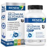 Renew Actives Selenium Glycinate - Antioxidants for Thyroid Support and Immune Health, Non-GMO & Gluten-Free, Selenium 200 mcg for Men & Women- Source of Antioxidants for the Maintenance of Good Health- 60 Capsules - Made in Canada