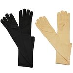 Khillayox Cotton Sun Protection Printed Long gloves Arm Sleeves for Women | UV Protection Sleeves Perfect for Cycling, Driving, Running, Football & Outdoor Activities- Pair of 2 (SKIN BLACK)