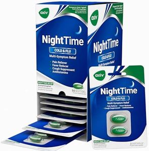 AXIV Nighttime Cold & Flu Relief Softgels Multi-Symptom Nighttime Relief for Headache Fever Sore Throat Minor Aches and Pains Sneezing Runny Nose and Cough 25 Blister Packs (2 Softgels Each, 50 Total)