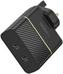 OtterBox Dual Port UK Wall Charger 50W, USB-C PD 30W GaN + USB-C PD 20W, Fast Charger for Smartphone and Tablet, Drop Tested, Rugged, Ultra Durable, Black