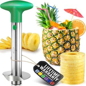 Zulay Kitchen Pineapple Corer and Slicer Tool - Stainless Steel Pineapple Cutter for Easy Core Removal & Slicing - Super Fast Pineapple Slicer and Corer Tool Saves you Time (Dark Green)