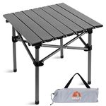 Opliy Portable Folding Camping Table for 2-4 Persons Aluminum Collapsible Table Lightweight with Carry Bag for Camping, Hiking, Picnics, BBQ, Beach Trips & Tailgating Black, L (20.8 inch)