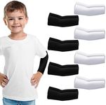 Zhanmai 8 Pairs Arm Sleeves for Kids Child Toddlers Sport Sleeve Arm Kids Arm Sleeves for Boys Football to Cover Arms (Black, White,Classic Style)